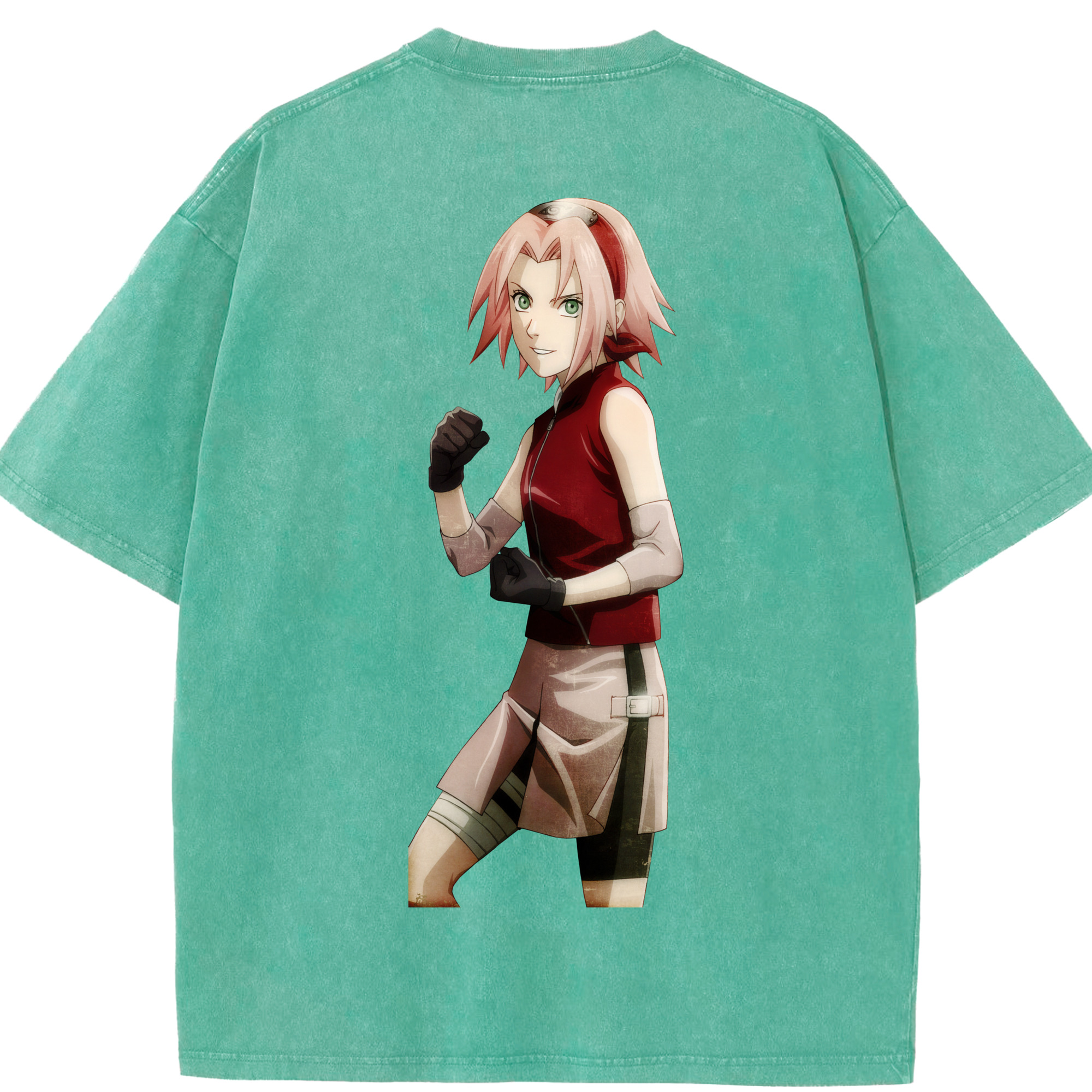 （画像用） NARUTO -ナルト- 春野サクラ Haruno Sakura 綿100% ヴィンテージ風 半袖Tシャツ（背面プリント）